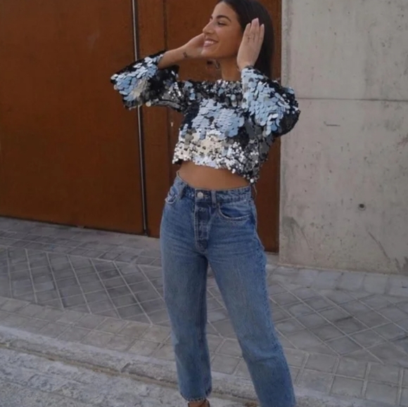 ZARA SEQUIN CROPPED TOP. Bloggers favorite - Picture 8 of 15
